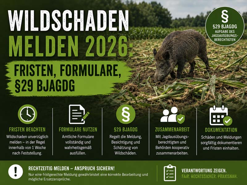 Wildschaden melden: Fristen, Formulare, §29 BJagdG